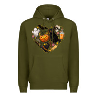 Army Green Halloween Heart Premium Hoodie - texasbilliewilder