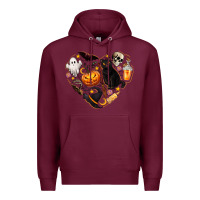 Burgundy Halloween Heart Premium Hoodie - texasbilliewilder