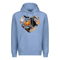 Colony Blue Halloween Heart Premium Hoodie - texasbilliewilder