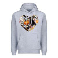 Heather Grey Halloween Heart Premium Hoodie - texasbilliewilder