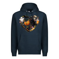 Navy Halloween Heart Premium Hoodie - texasbilliewilder