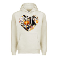 Oatmeal Heather Halloween Heart Premium Hoodie - texasbilliewilder