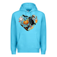 Ocean Blue Halloween Heart Premium Hoodie - texasbilliewilder