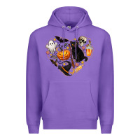 Purple Halloween Heart Premium Hoodie - texasbilliewilder