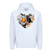 White Halloween Heart Premium Hoodie - texasbilliewilder