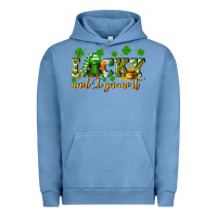 Pigment Pebble Blue Lucky and i gnome it St. Patrick's Day Urban Hoodie - CowGirlArtShop