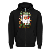 Black Feeling Jolly with Santa Zipper Hoodie - NancyCooperArtShop