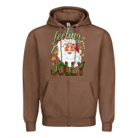 Chestnut Feeling Jolly with Santa Zipper Hoodie - NancyCooperArtShop