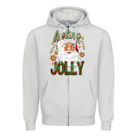 Dove Grey Feeling Jolly with Santa Zipper Hoodie - NancyCooperArtShop