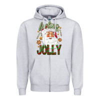 Heather Grey Feeling Jolly with Santa Zipper Hoodie - NancyCooperArtShop
