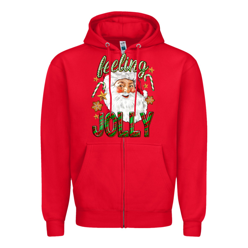 Feeling Jolly With Santa Zipper Hoodie by NancyCooperArtShop | Teevron