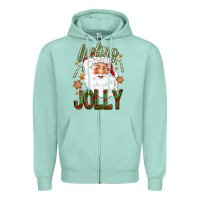Seafoam Feeling Jolly with Santa Zipper Hoodie - NancyCooperArtShop