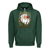 Sports Green Feeling Jolly with Santa Zipper Hoodie - NancyCooperArtShop
