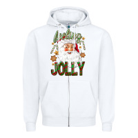 White Feeling Jolly with Santa Zipper Hoodie - NancyCooperArtShop
