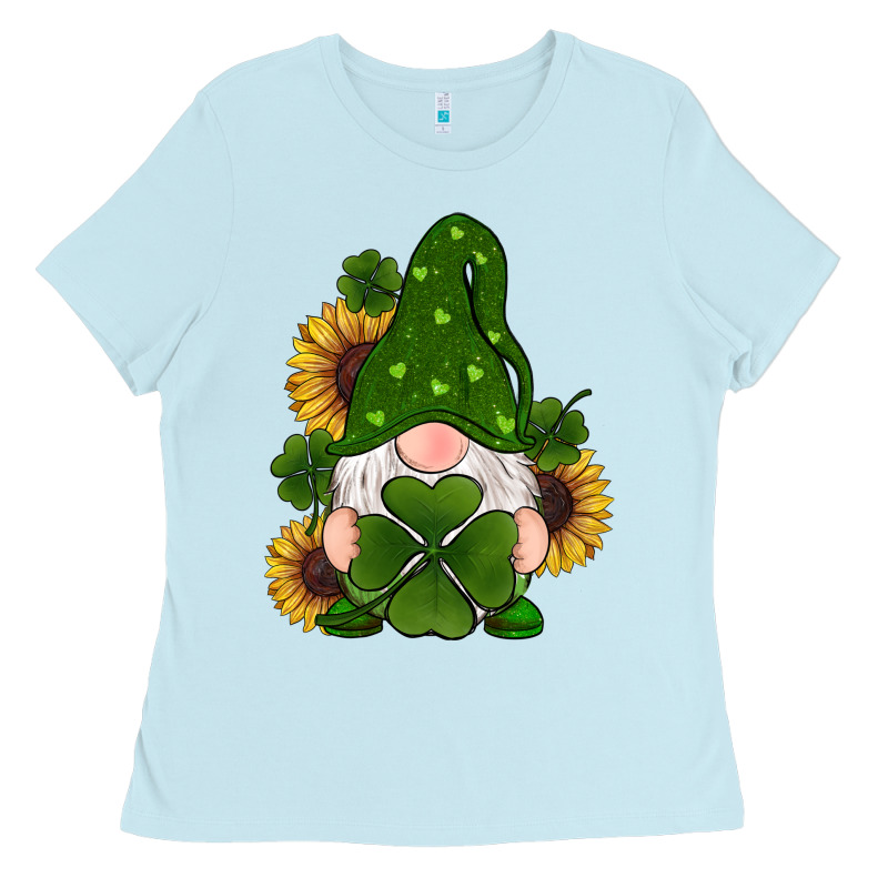 St Patricks Day Shamrock Gnomes  Sunflowers Ladies Tee by RanaPortraitStore | Teevron