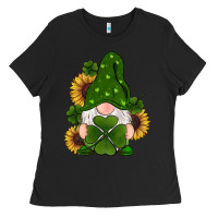 Black st patricks day shamrock gnomes  sunflowers Ladies Tee - RanaPortraitStore