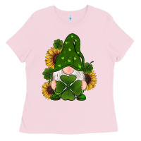 Bubblegum Pink st patricks day shamrock gnomes  sunflowers Ladies Tee - RanaPortraitStore