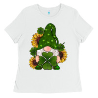 White st patricks day shamrock gnomes  sunflowers Ladies Tee - RanaPortraitStore