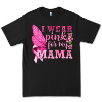 Black I Wear Pink For My Mama with Butterfly Premium Tee - texasbilliewilder