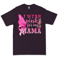 Plum I Wear Pink For My Mama with Butterfly Premium Tee - texasbilliewilder