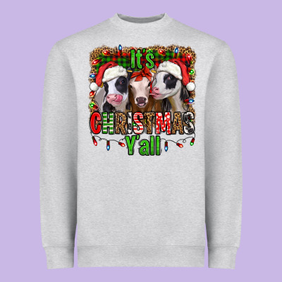 It's Christmas Y'all Heifers Heavyweight Sweatshirt Designed By Jasminsmagicworld