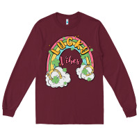 Burgundy lucky vibes Long Sleeve Tee - MaliasSmallBusiness