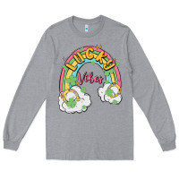 Heather Grey lucky vibes Long Sleeve Tee - MaliasSmallBusiness