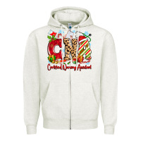 Oatmeal Heather CNA Certified Nursing Assistant Christmas Zipper Hoodie - MaliasSmallBusiness
