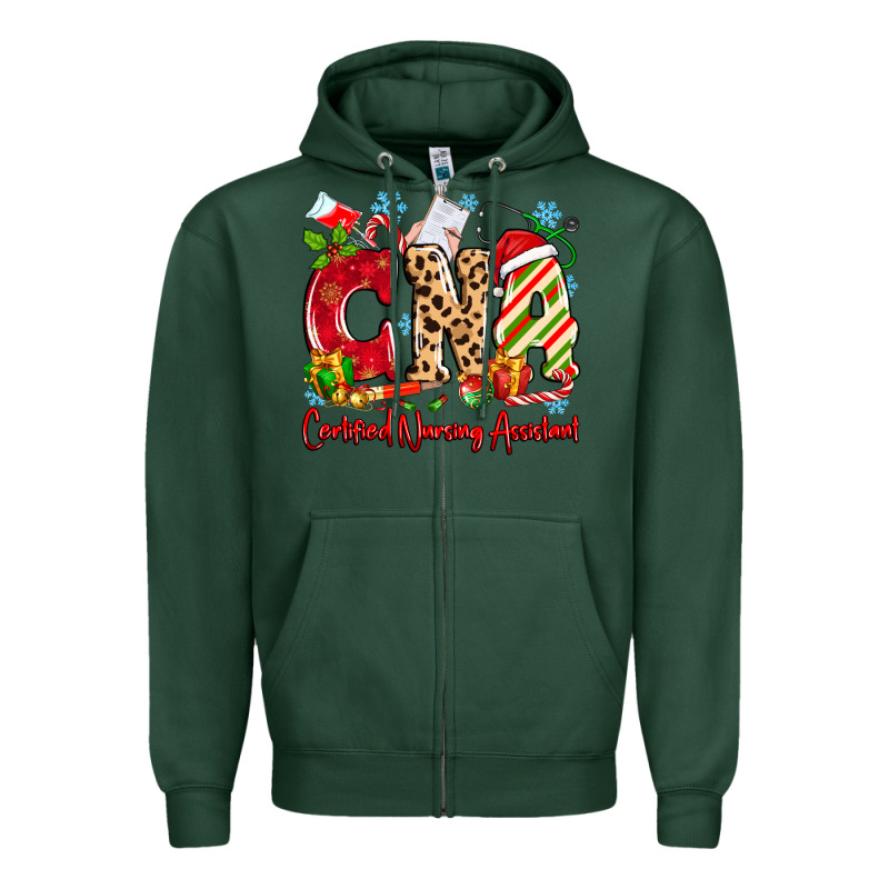 Cna Certified Nursing Assistant Christmas Zipper Hoodie by MaliasSmallBusiness | Teevron