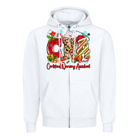 White CNA Certified Nursing Assistant Christmas Zipper Hoodie - MaliasSmallBusiness