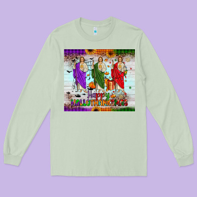 San Judas Happy  Hallothanksmas Long Sleeve Tee Designed By Jahusdesignshop