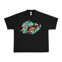 Black cowhide leopard turquoise patch Urban Heavy Tee - AdoDesignShop