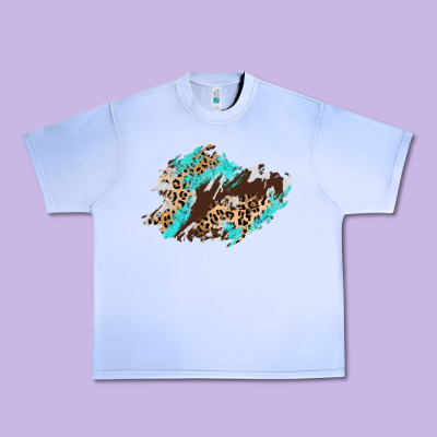 Cowhide Leopard Turquoise Patch Urban Heavy Tee Designed By Adodesignshop