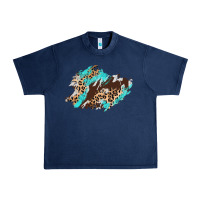 Navy cowhide leopard turquoise patch Urban Heavy Tee - AdoDesignShop