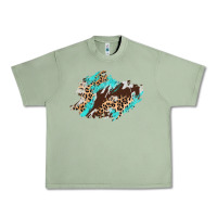 Oil Green cowhide leopard turquoise patch Urban Heavy Tee - AdoDesignShop