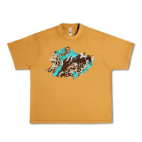 Peanut Butter cowhide leopard turquoise patch Urban Heavy Tee - AdoDesignShop