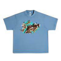 Pebble Blue cowhide leopard turquoise patch Urban Heavy Tee - AdoDesignShop