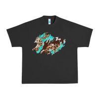 Pigment Black cowhide leopard turquoise patch Urban Heavy Tee - AdoDesignShop