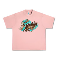 Salmon cowhide leopard turquoise patch Urban Heavy Tee - AdoDesignShop