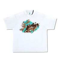 White cowhide leopard turquoise patch Urban Heavy Tee - AdoDesignShop