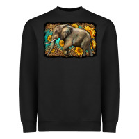 Black western sunflowers elephant Heavyweight Sweatshirt - LillyAllenDesigns