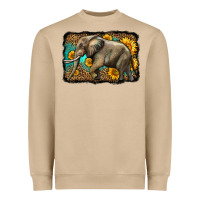 Western Sunflowers Elephant Heavyweight Sweatshirt | Teevron