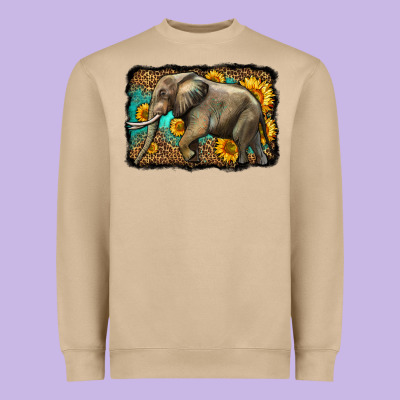 Western Sunflowers Elephant Heavyweight Sweatshirt Designed By Lillyallendesigns