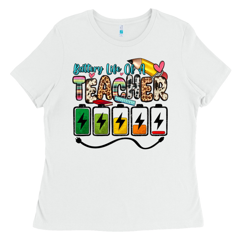 Battery Life Of A Teacher Ladies Tee by Zillion Design Studio | Teevron