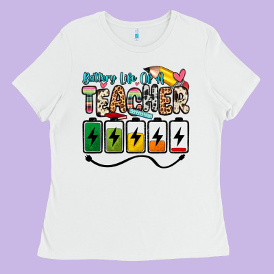 Battery Life Of A Teacher Ladies Tee Designed By Zillion Design Studio