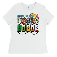 White battery life of a teacher Ladies Tee - Zillion Design Studio