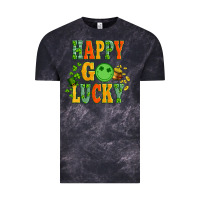 Cloud Black happy go lucky  with coin and shamrock Vintage Tee - Artiststas
