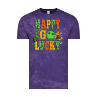 Cloud Purple happy go lucky  with coin and shamrock Vintage Tee - Artiststas