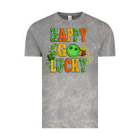 Cloud Rock happy go lucky  with coin and shamrock Vintage Tee - Artiststas