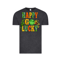 Vintage Black happy go lucky  with coin and shamrock Vintage Tee - Artiststas